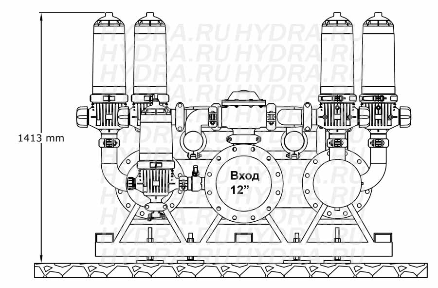 Чертеж дискового фильтра HF 408D/12FX Helix 